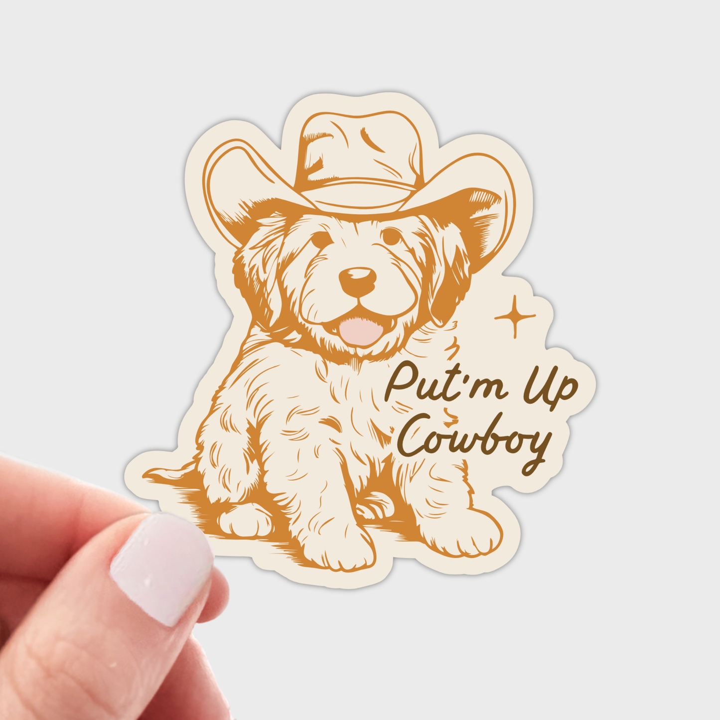 Stickers and Stationery: Put'm Up Cowboy Doodle Dog Sticker