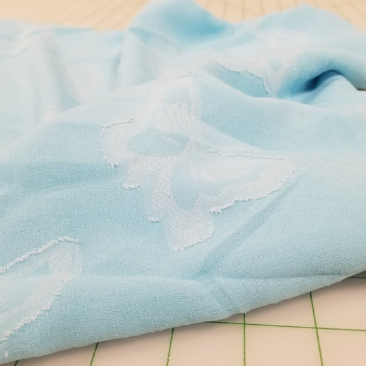 Designer LA Deadstock Faint Blue Textured Butterfly Woven- by the yard
