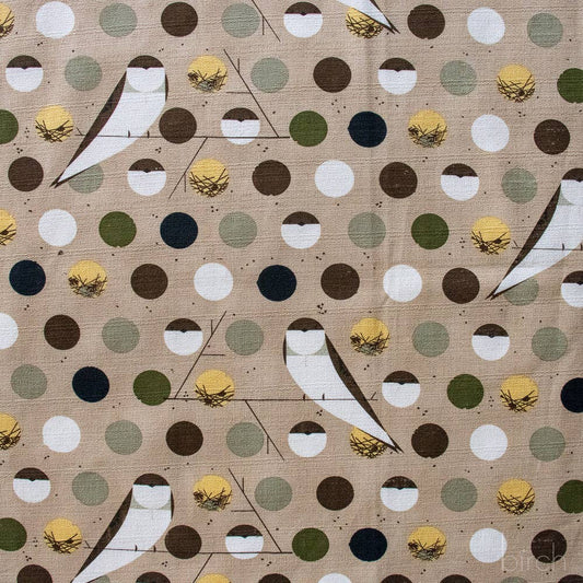 Birch Fabrics: Charley Harper Organic Cotton Bank Swallow Brown Barkcloth -by the half yard