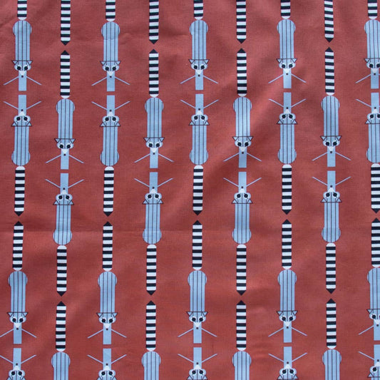 Birch Fabrics: Organic Cotton Poplin 115 GSM Ringtail Stripe Charley Harper -by the half yard