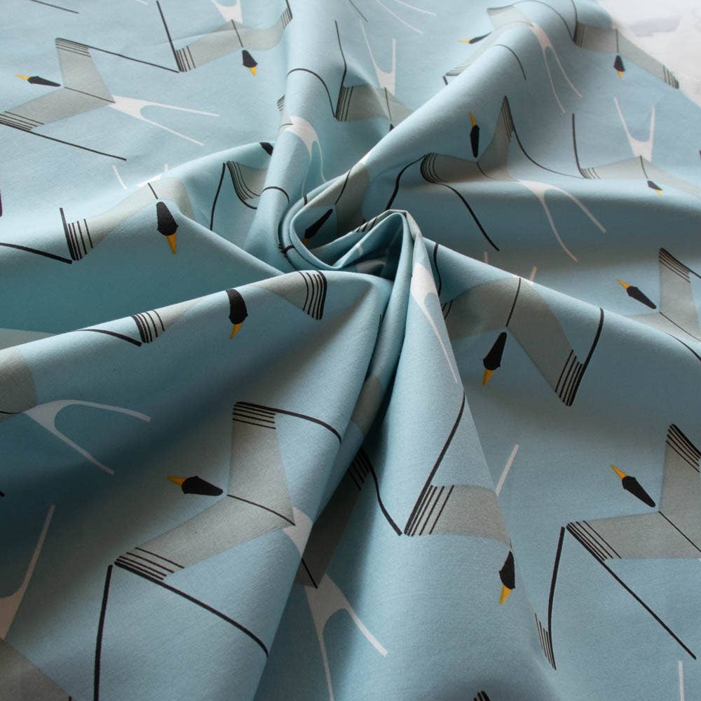 Birch Fabrics: 100% Organic Cotton Poplin Arctic Tern by Charley Harper 115 GSM- by the half yard