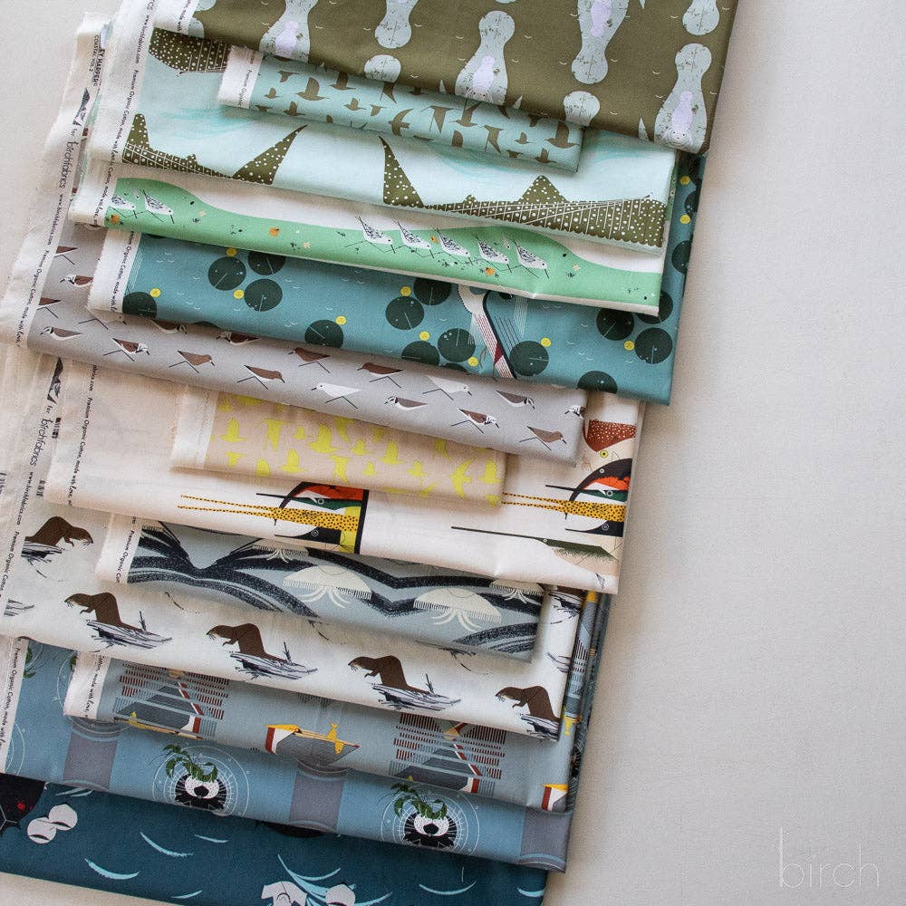 Birch Fabrics: Charley Harper Organic Cotton Gone Fishin Poplin-by the half yard