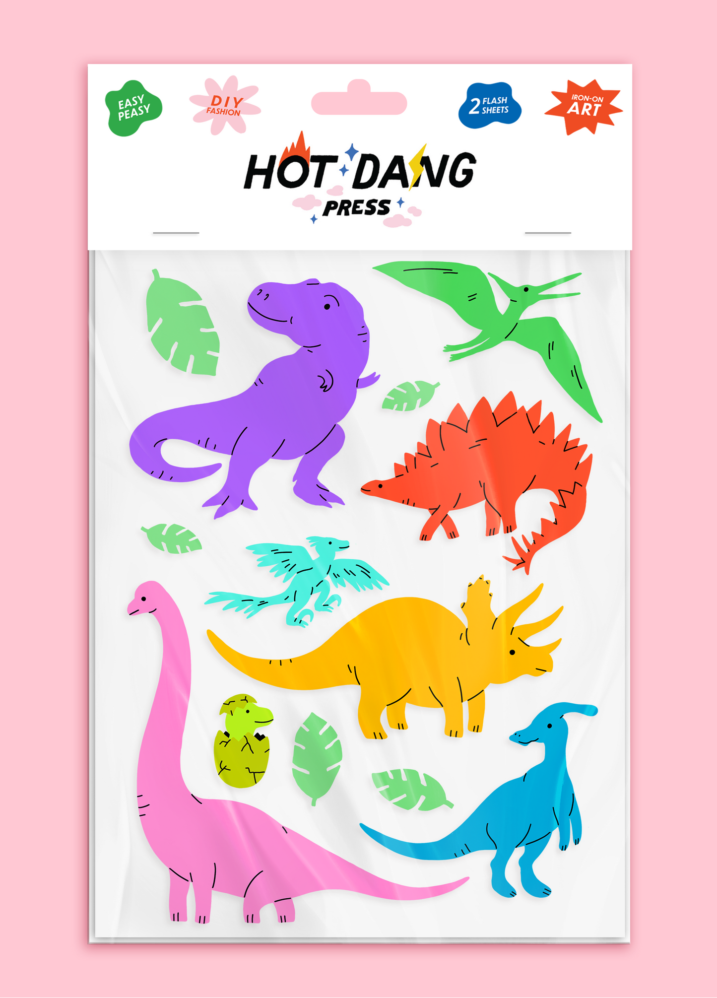 Iron On Art: All Dinos Sheet Set by Hot Dang Press- 2 sheets