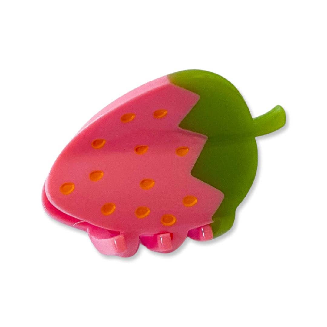 Hair Accessories: Jenny Lemons: Mini Pink Strawberry Hair Claw Clip 1.5" inch-1 Hair Clip
