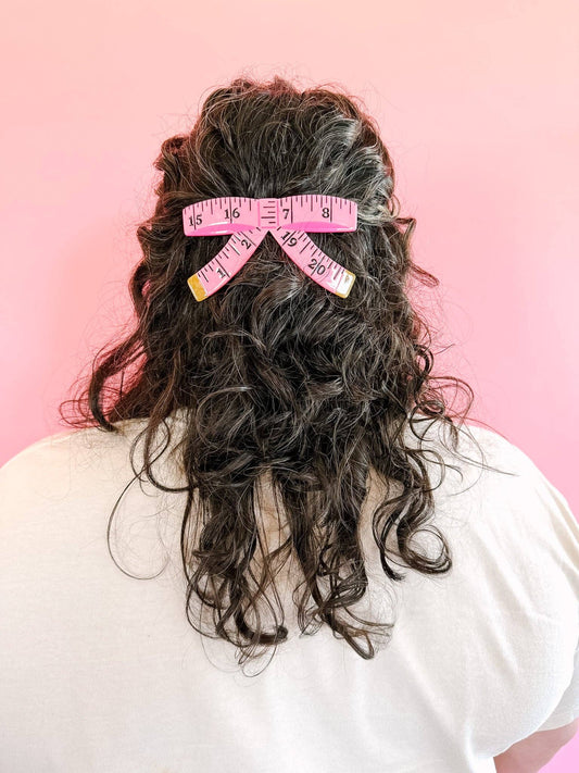 Hair Accessories: Sarah Heart Tape Measure Bow French Barrette