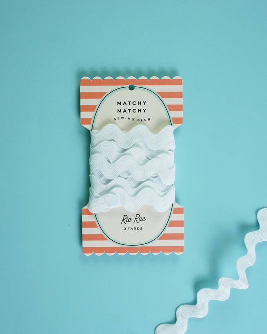 Notions: Matchy Matchy Sewing Club Chalk Big Ric Rac 1"inch Wave: 3 yards