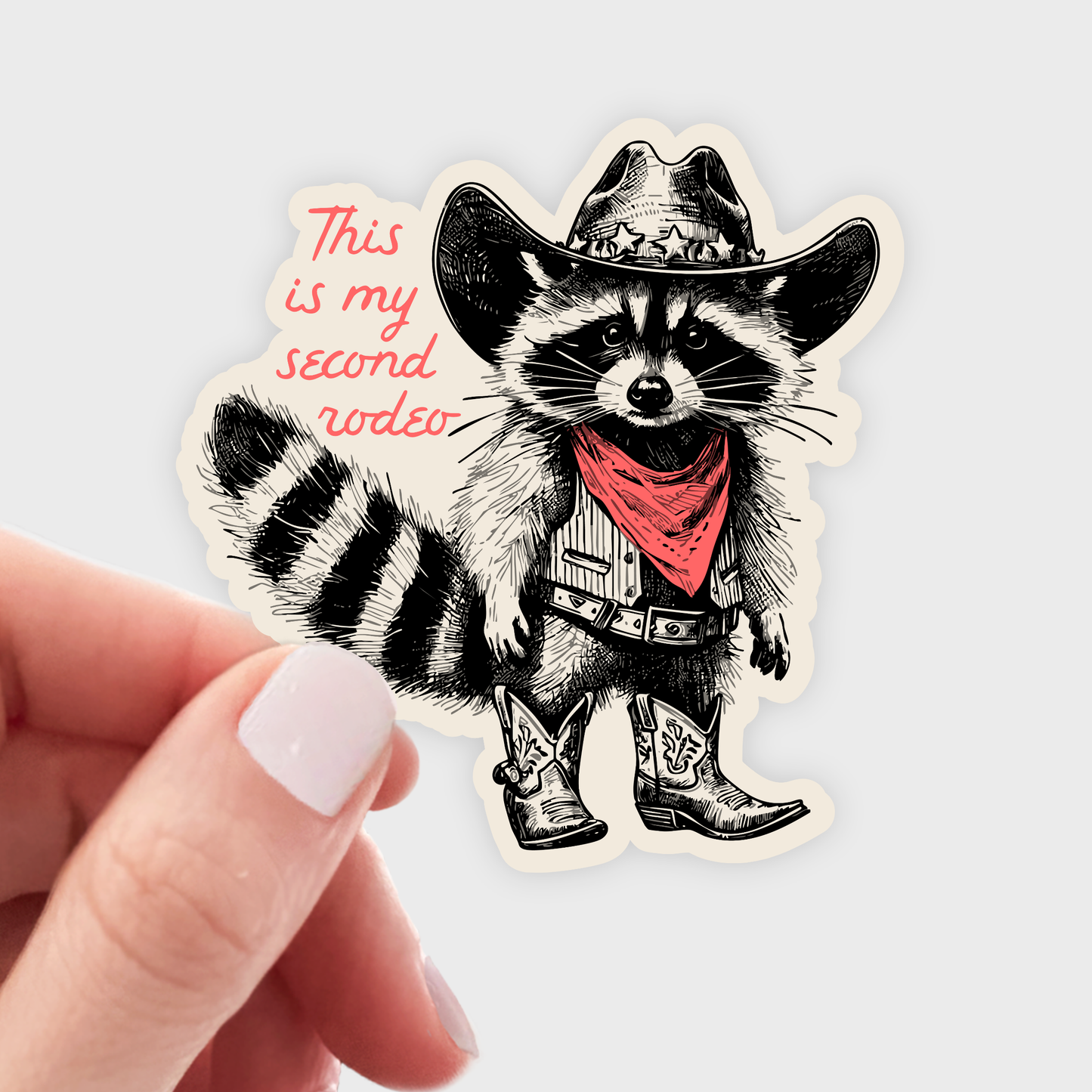 Stickers and Stationary: This is My Second Rodeo Western Raccoon Sticker