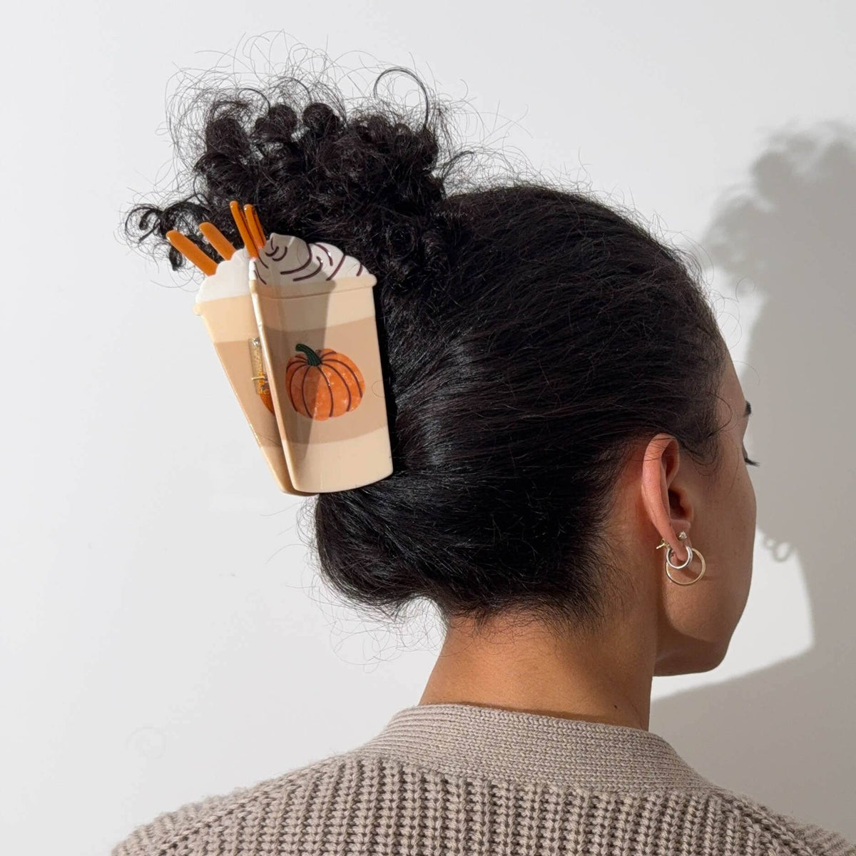 Hair Accessories: Jenny Lemons: Large Pumpkin Spice Latte Hair Claw Clip 4.25"x2"-1 Hair Clip
