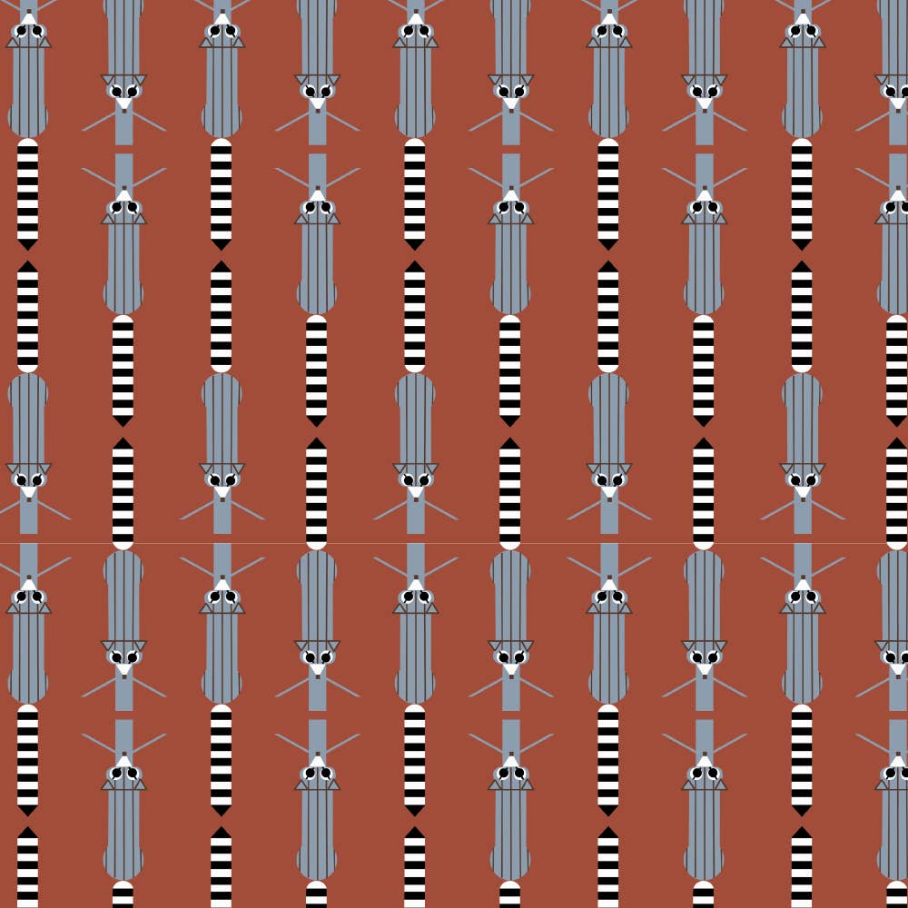 Birch Fabrics: Organic Cotton Poplin 115 GSM Ringtail Stripe Charley Harper -by the half yard