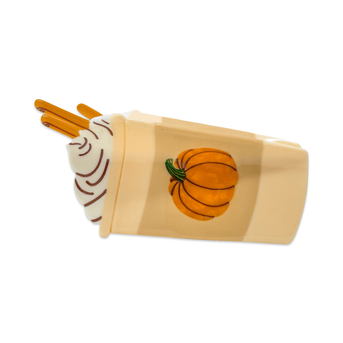 Hair Accessories: Jenny Lemons: Large Pumpkin Spice Latte Hair Claw Clip 4.25"x2"-1 Hair Clip