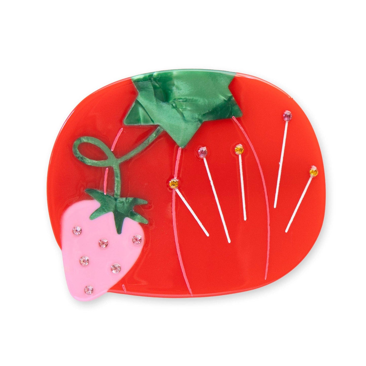 Sarah Hearts Tomato Pincushion French Barrette Hair Clip