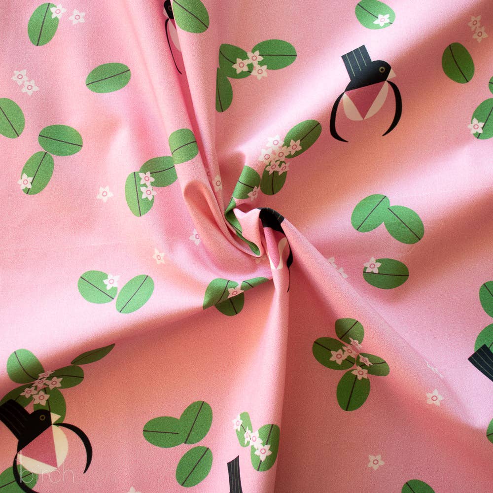 Birch Fabrics: 100% Organic Cotton Poplin Audubon Grosbeak Print by Charley Harper 115GSM- by the half yard