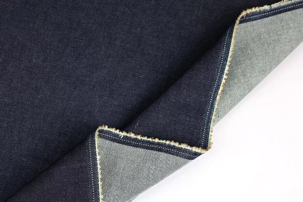 Designer Deadstock Dark Indigo Stretchy Denim Woven With Line Selvedge - by the yard