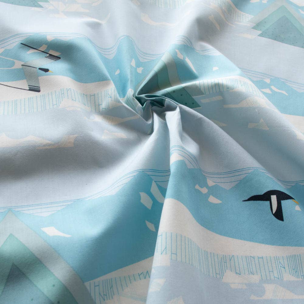 Birch Fabrics: Organic Cotton Poplin 115 GSM Glacier Shore by Charley Harper-by the half yard