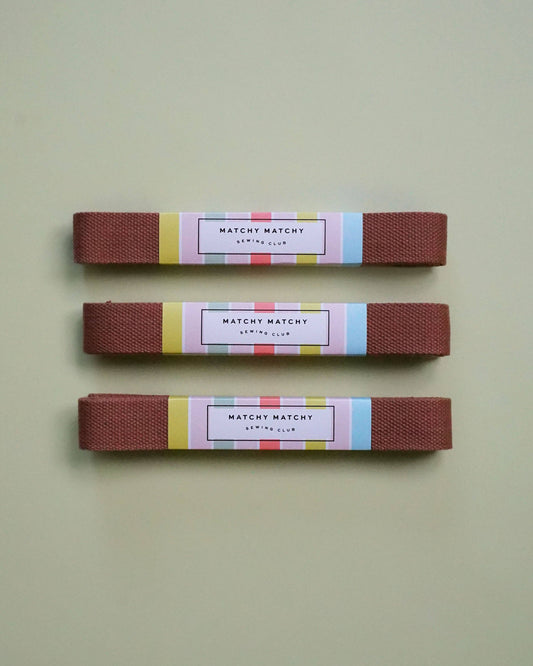 Sewing Notion: Matchy Matchy Sewing Club Brown Webbing 1.25": 3 yards-1 pack