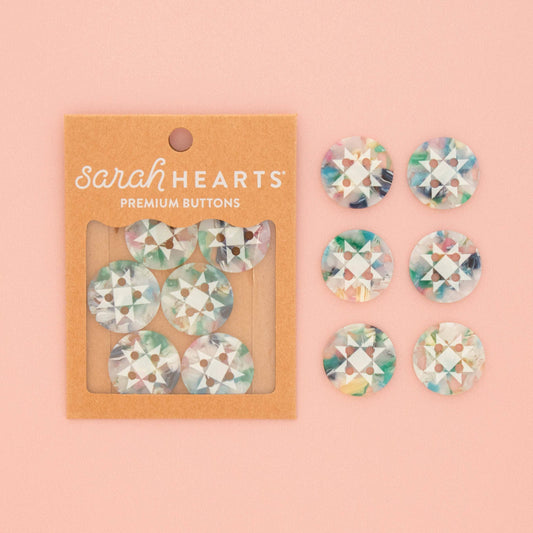 Notions: Sarah Hearts Large Confetti Quilt Star Buttons 1 Inch ( 6 Buttons) -1 Pack