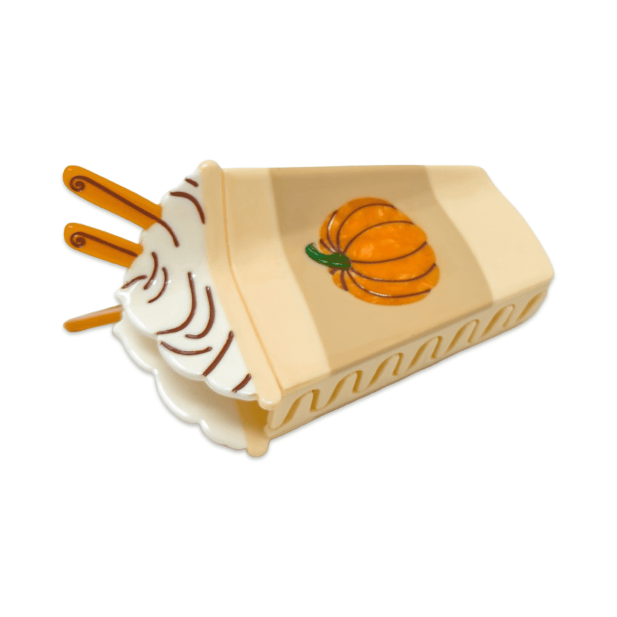 Hair Accessories: Jenny Lemons: Large Pumpkin Spice Latte Hair Claw Clip 4.25"x2"-1 Hair Clip