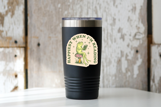 Stickers and Stationery: Happiest When I'm Reading Frog Library Sticker