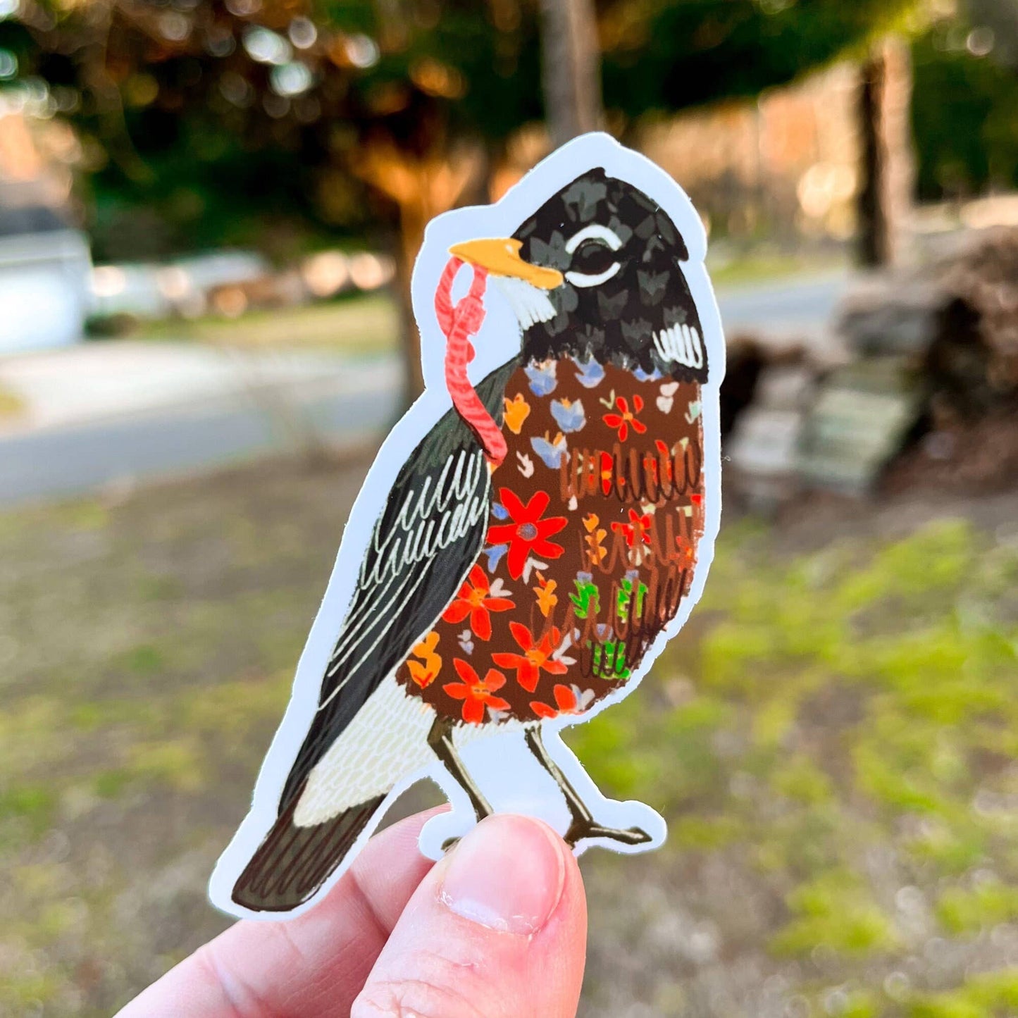 Stickers and Stationery: Robin Vinyl Sticker- (2.8"x3")