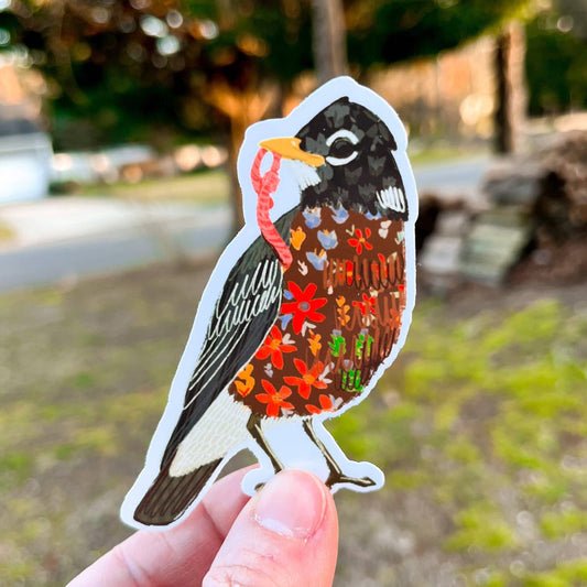 Stickers and Stationery: Robin Vinyl Sticker- (2.8"x3")