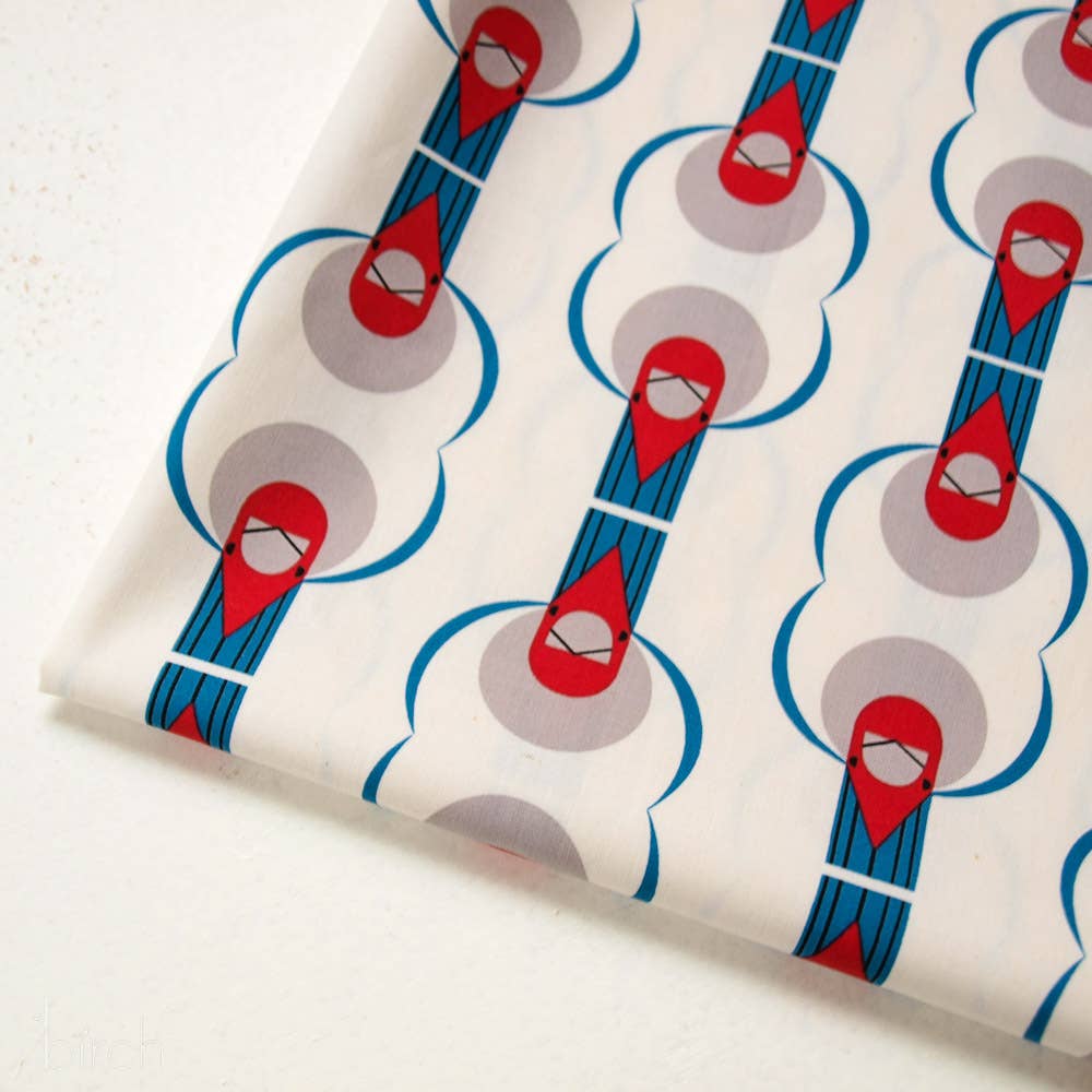 Organic Premium Cotton Red Crested Cardinal Shirting Poplin 115gsm Charley Harper by Birch Fabrics- by the half yard