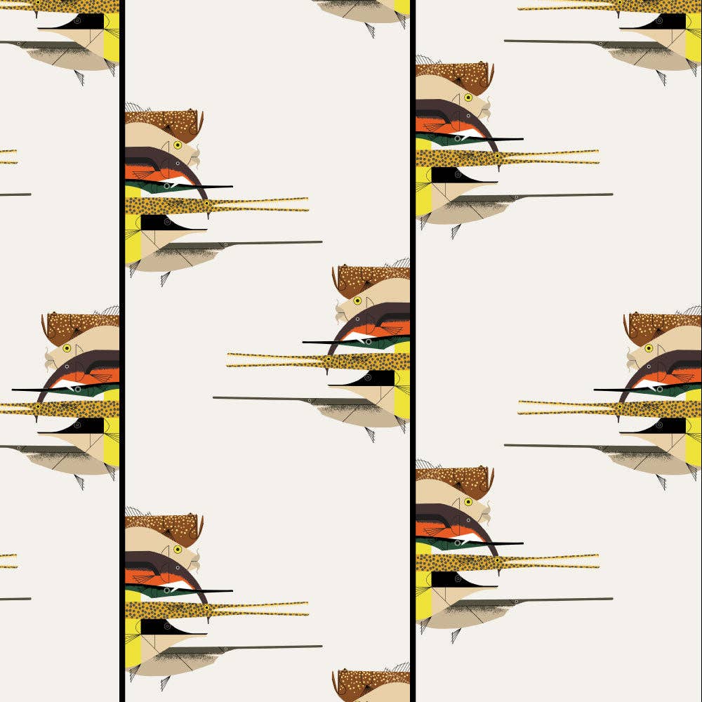 Birch Fabrics: Charley Harper Organic Cotton Gone Fishin Poplin-by the half yard