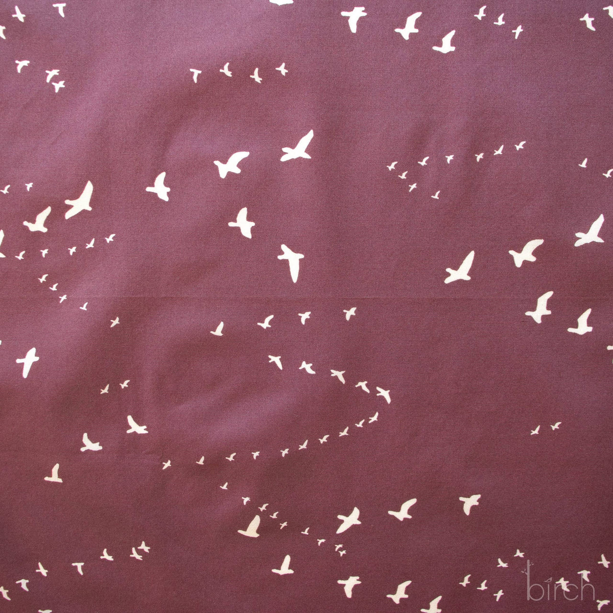Birch Fabrics: Organic Cotton Bird Flight Mahogany Poplin-by the half yard