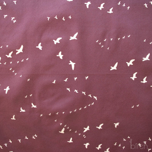 Birch Fabrics: Organic Cotton Bird Flight Mahogany Poplin-by the half yard