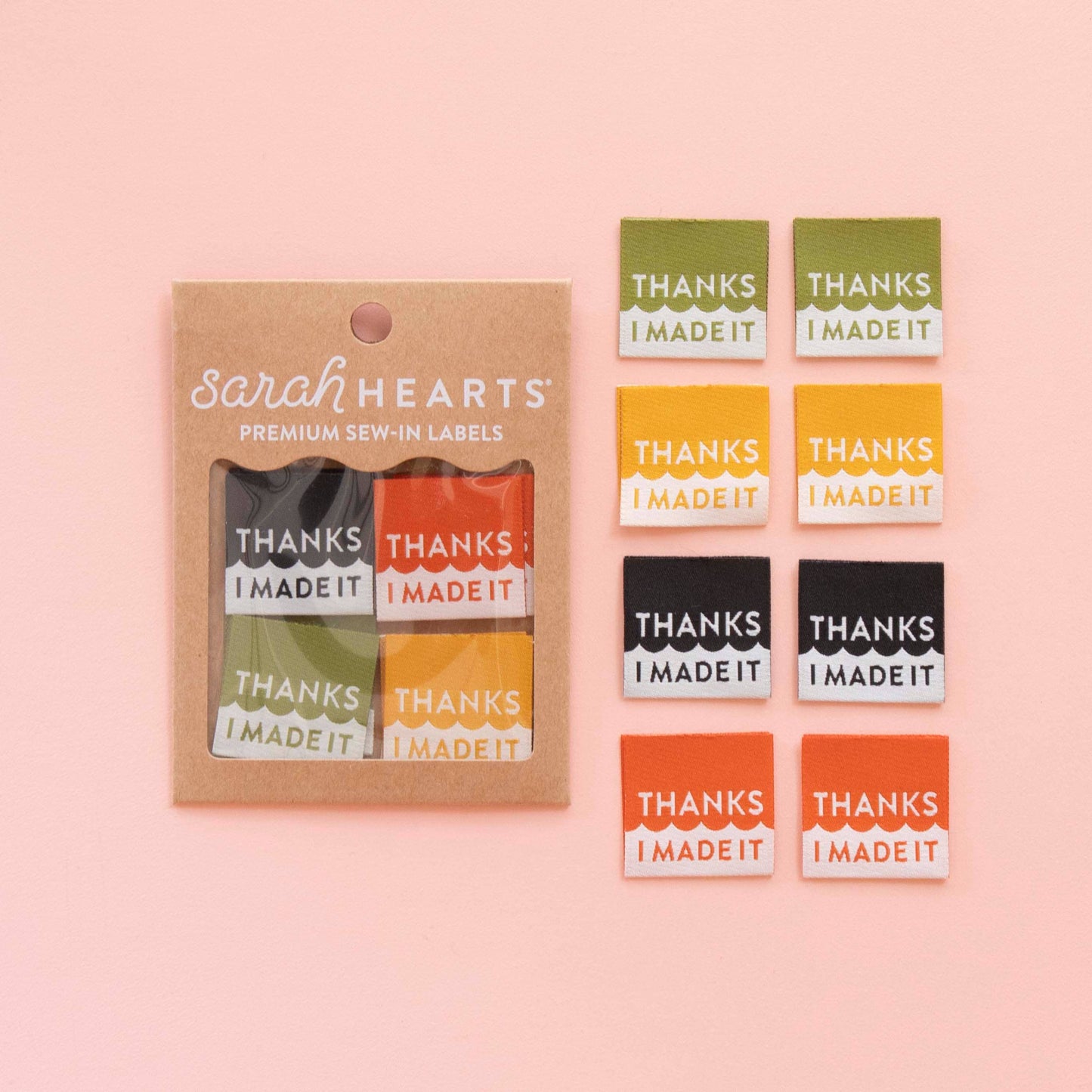 Notions: Sarah Hearts Thanks I Made It Multipack Woven Sewing Labels-1 pack