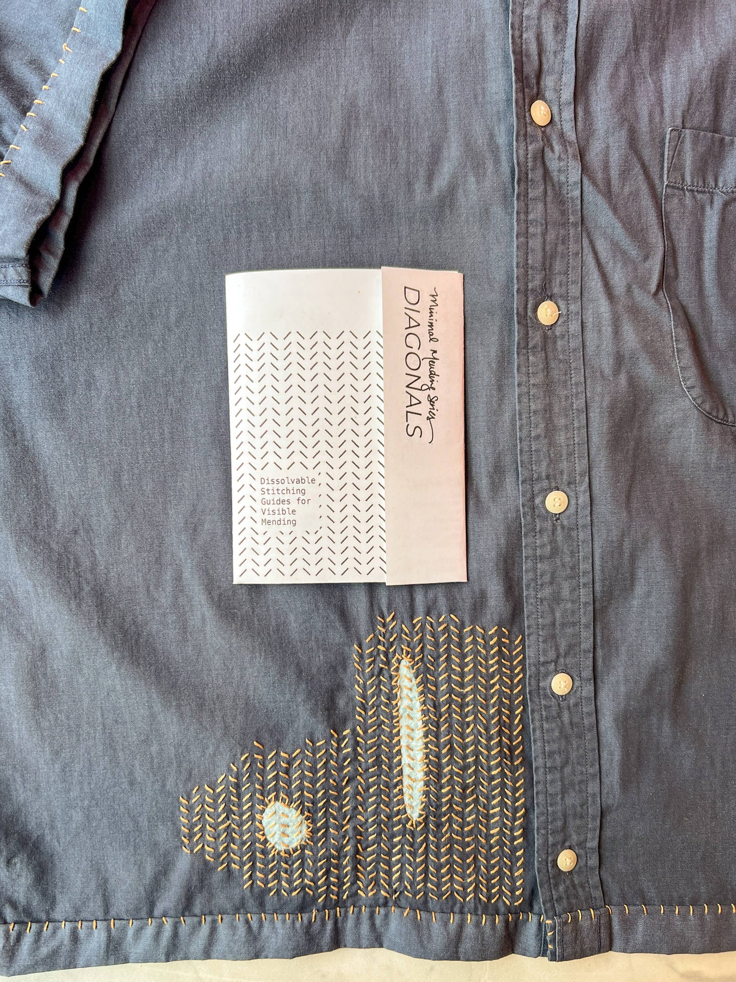 Sashiko and Mending Supplies: Diagonals - Minimal Mending + Embellishment Wash Away Transfer ( 4 looks)- 1 pack