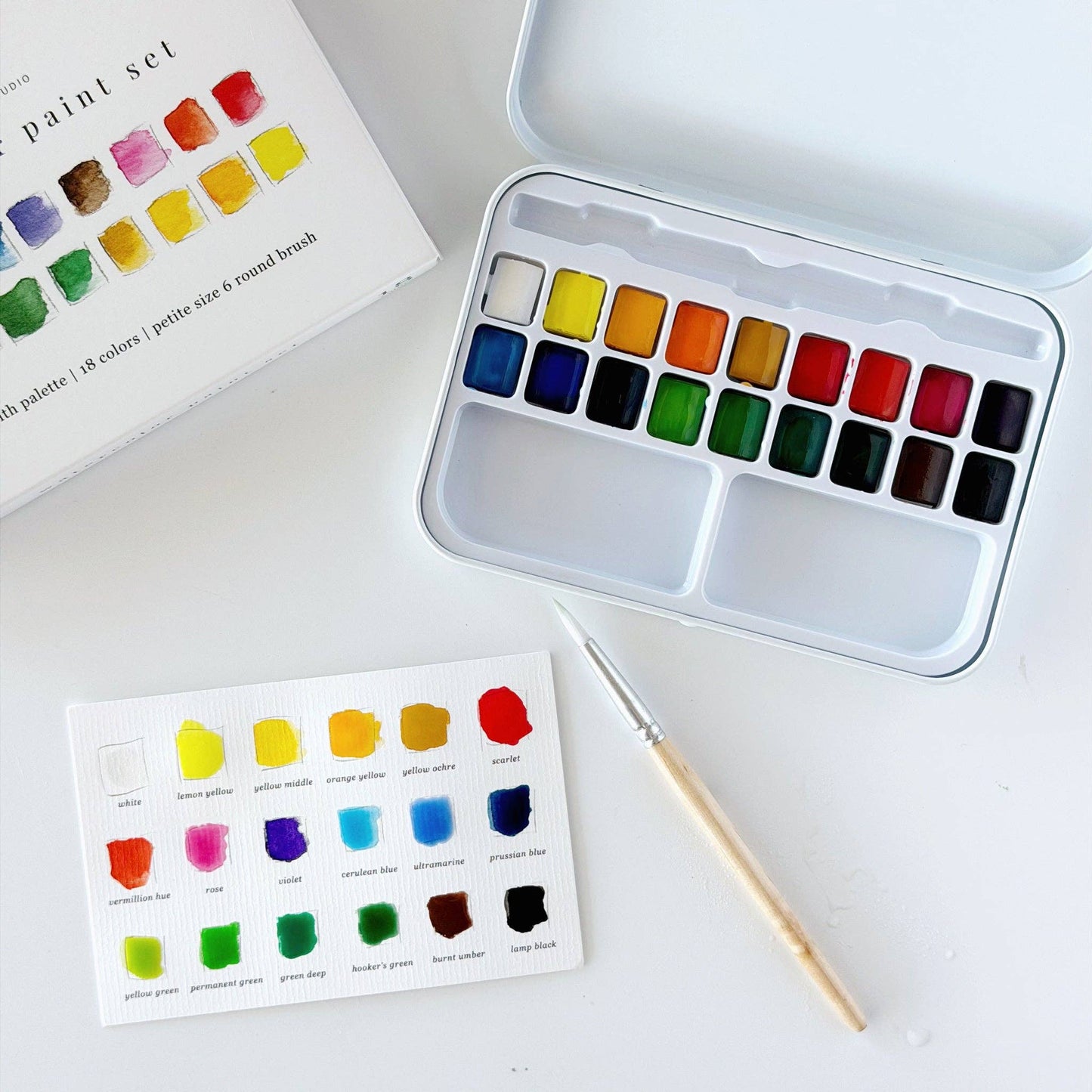 Emily Lex Studio: Watercolor paint set 18 colors with brush-1 Color Box ( Includes size 6 Brush)