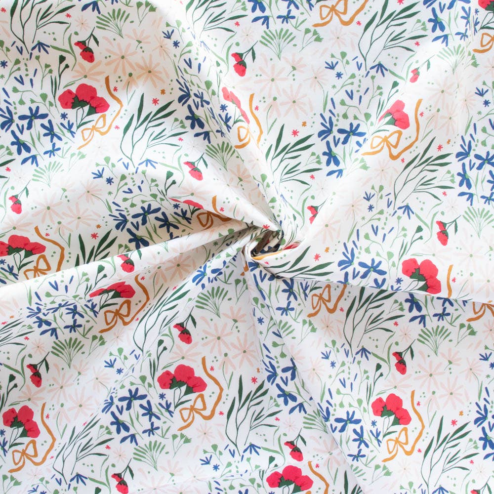 Premium Organic Cotton Small Tossed Bow Bouquet Meadow Shirting Poplin 115gsm by Birch Fabrics- by the half yard