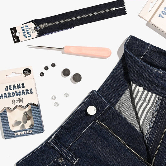 Sewing Supplies: Jeans Hardware Kit | Pewter