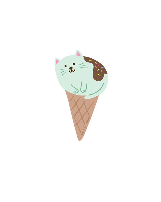 Stationary: Ice cream Cat  Vinyl Sticker-( 2.7"X1.6")- 1 Sticker