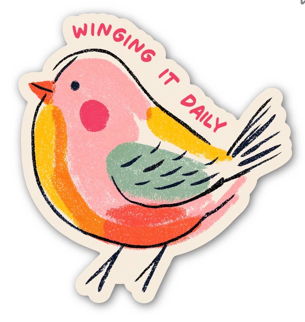 Stickers and Stationery: Winging It Daily Bird Sticker – Cute Colorful Bird Sticker