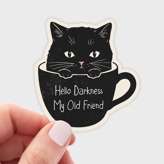 Stickers and Stationary: Hello Darkness My Old Friend Black Cat Sticker