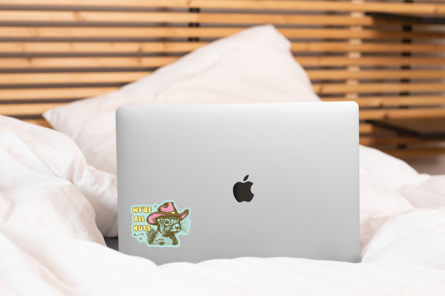 Stickers and Stationery: We're All Nuts Squirrel with Western Country Hat - (3”x2.25”)