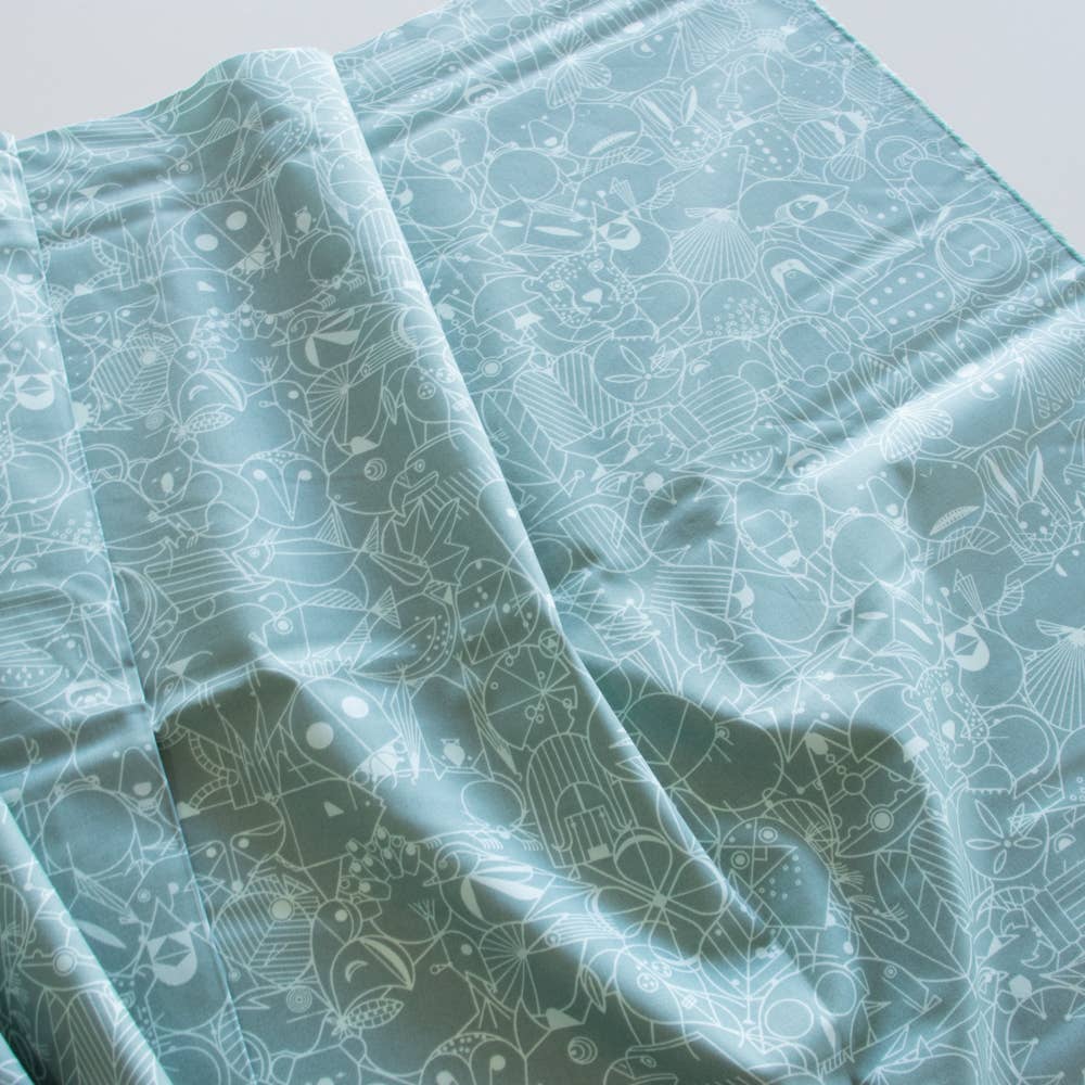 Birch Fabrics:  Organic Cotton Poplin 115 GSM End Papers Seafoam by Charley Harper- by the half yard