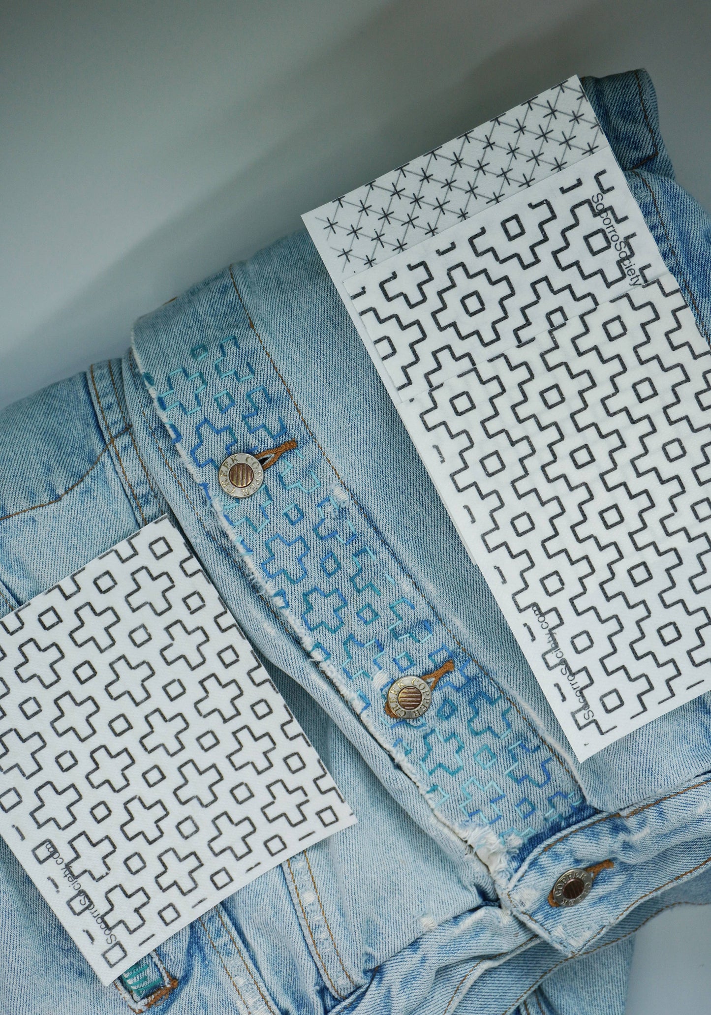 Sashiko Collection: Sashiko Inspired Mending Stick and Stitch Patterns- Vol 2- 1 pack of adhesive sheets (4)