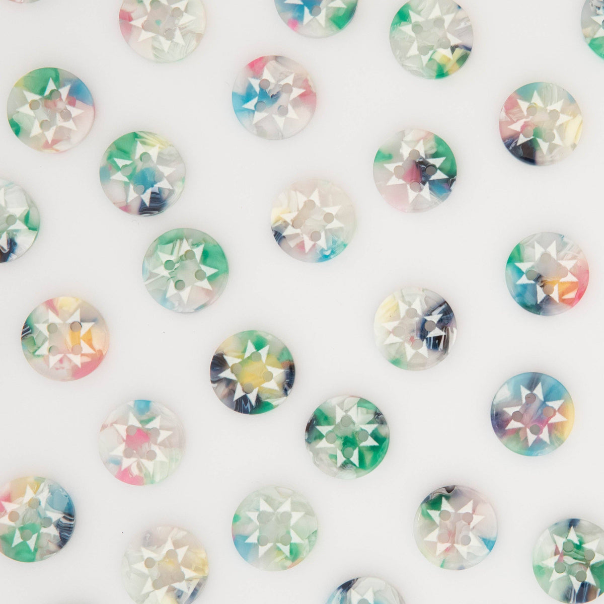 Notions: Sarah Hearts Small Confetti Quilt Star Buttons ( 10 buttons)-1 Pack