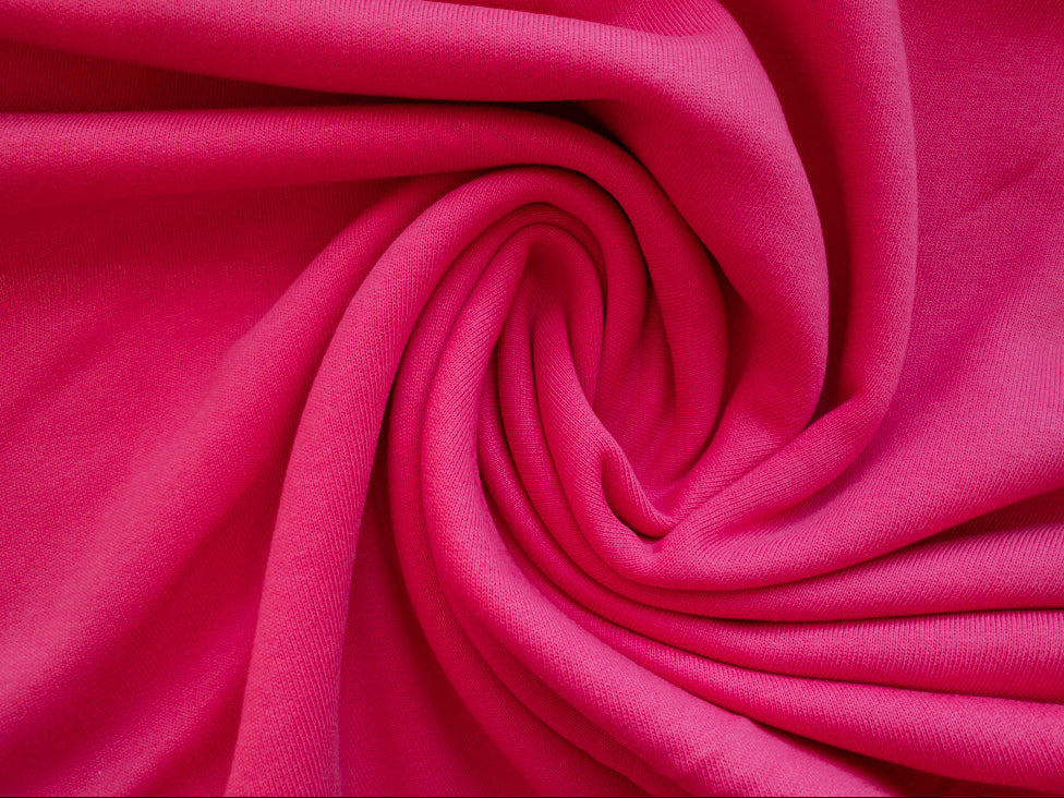 Organic OEKO TEX Cotton Fleece Fuchsia Knit  8.85oz- by the yard