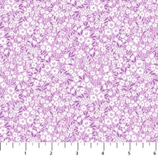 Figo Fabrics: Pocket Posies Flora Vista Violet Rayon Challis 3.2 oz Woven- by the Half Yard