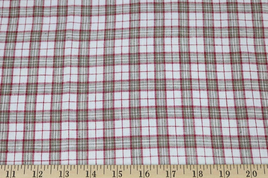 LA FINCH 5 yard precut: 5 yards of Irish Linen Plaid Red and Natural Spence Bryson Woven 167 GSM