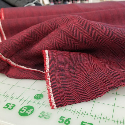 Irish Linen Red Herringbone Bottomweight Spence Bryson Woven 300 GSM- by the yard