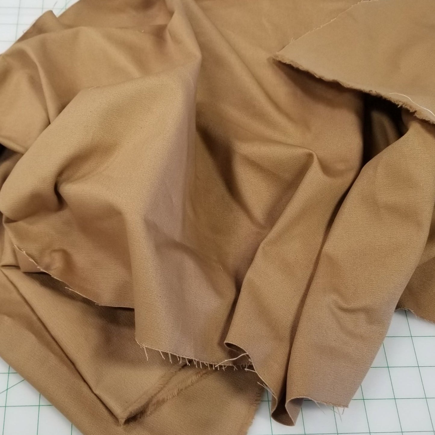 Designer Deadstock Brown Slight Stretch Cotton USA Canvas 8.5oz Solid Woven- by the yard