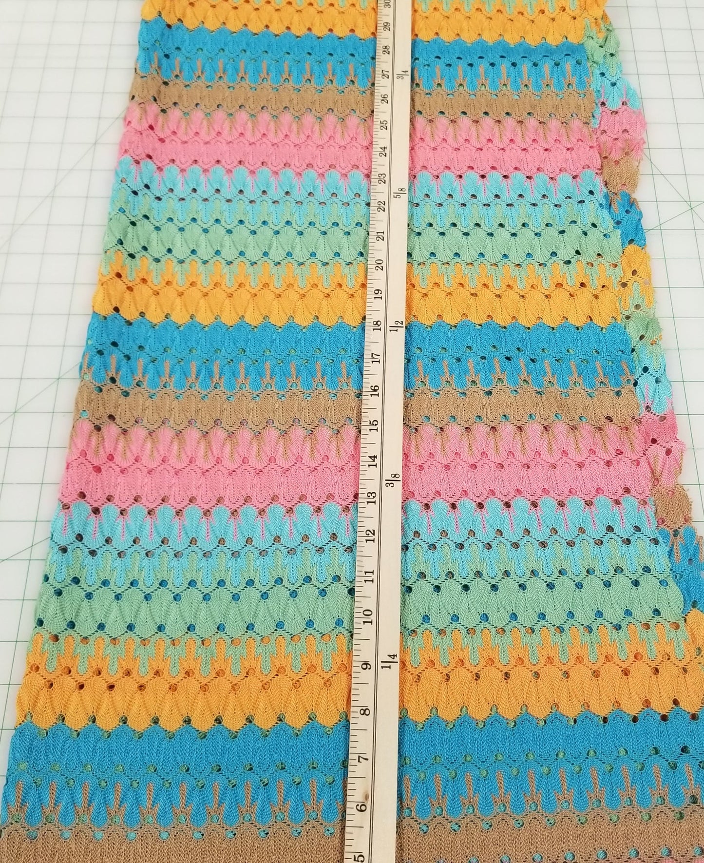 Designer Deadstock Crochet Stretch Multi-color Woven- by the yard