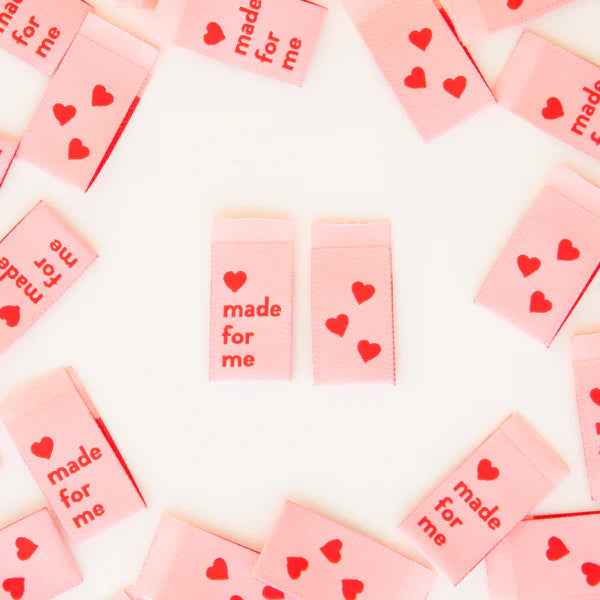 Notion: Sarah Hearts Woven Labels "Made For Me" Heart  Labels- 1 pack