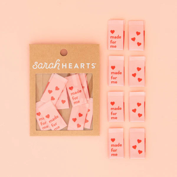 Notion: Sarah Hearts Woven Labels "Made For Me" Heart  Labels- 1 pack