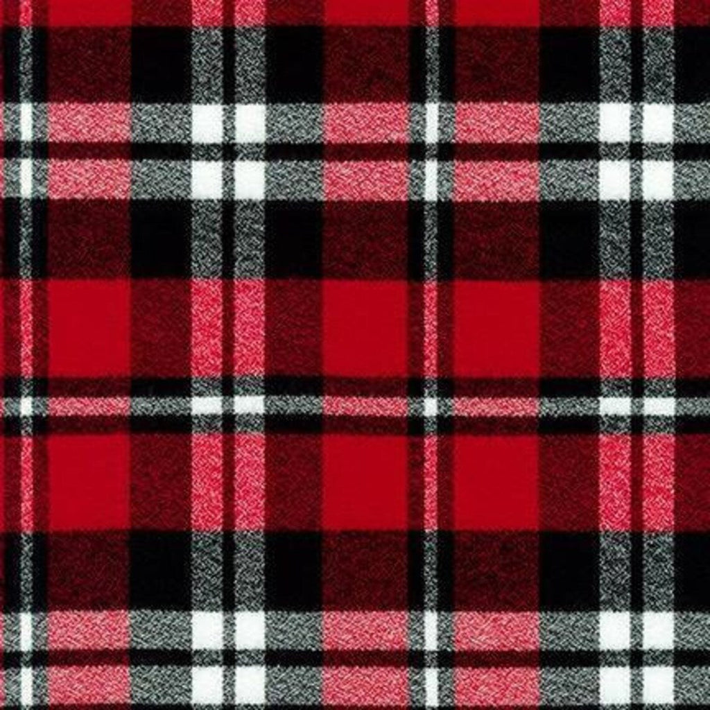 Kaufman Mammoth Yarn Dyed Flannel Windowpane Plaid Red and Black Woven 6 oz- Sold by the yard