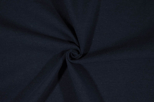 End of  Bolt: 1.5 yards of LA FINCH Cotton Spandex Solid Navy Jersey 10 oz Knit-Remnant